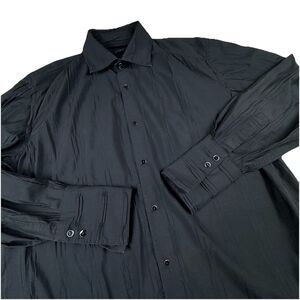 Vintage Jhane Barnes Button-Up Shirt Men L Black Long Sleeve Textured